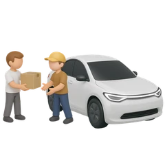 A parcel being handed to a Booma driver